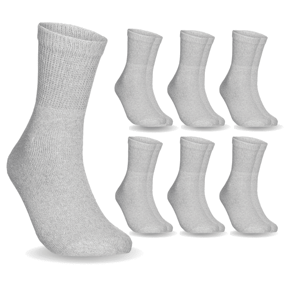 Special Essentials 6 Pairs Women's Non-Binding Diabetic & Circulator Ankle Socks - Comfortably Soft, Moisture-Wicking Cotton Grey
