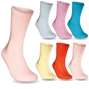 Special Essentials 6 Pairs Womens Non-Binding Diabetic & Circulator Crew Socks - Comfortably Soft, Moisture-Wicking Cotton Assorted Multicolor