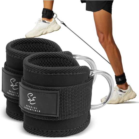 Special Essentials Ankle Strap for Cable Machine & Resistance Bands – Neoprene Kickback Cuffs with Adjustable Strap for Glutes & Legs