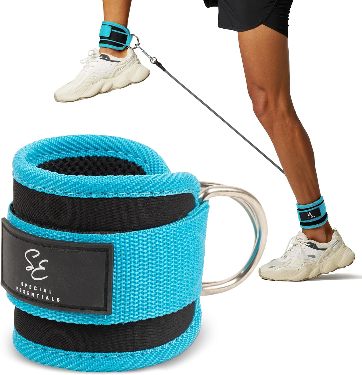 Special Essentials Ankle Strap for Cable Machine and Resistance Bands Premium Neoprene Gym and