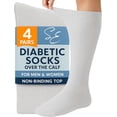 thumbnail image 1 of Special Essentials Diabetic Socks for Men & Women – Non-Binding Over The Calf Extra Wide Top Cotton Neuropathy Socks (Grey - 4 Pairs, Large), 1 of 6