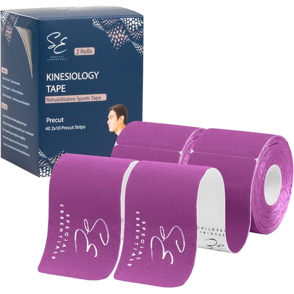 Special Essentials Kinesiology Tape Premium Cotton Waterproof Sports Tape for Targeted Muscle Support Pain Relief & Enhanced Performance 2 Pack, 40 Count, 10 Precut & Uncut Strips