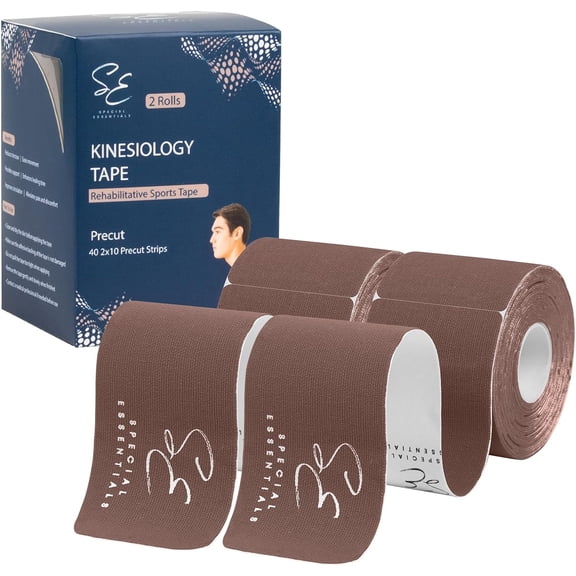 Special Essentials Kinesiology Tape Premium Cotton Waterproof Sports Tape for Targeted Muscle Support Pain Relief & Enhanced Performance 2 Pack, 40 Count, 10 Precut & Uncut Strips