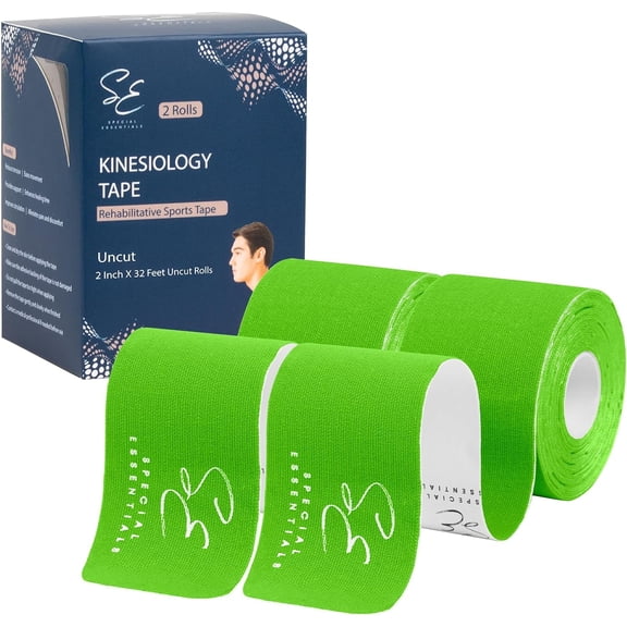 Special Essentials Kinesiology Tape Premium Cotton Waterproof Sports Tape for Targeted Muscle Support Pain Relief & Enhanced Performance 2 Pack, 40 Count, 10 Precut & Uncut Strips