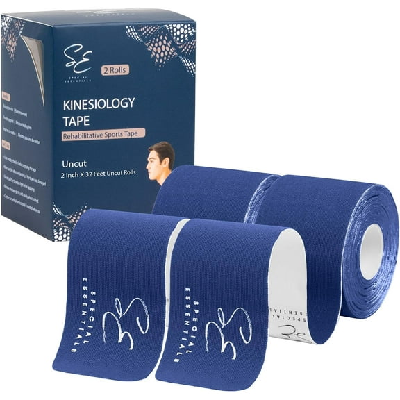Special Essentials Kinesiology Tape Premium Cotton Waterproof Sports Tape for Targeted Muscle Support Pain Relief & Enhanced Performance 2 Pack, 40 Count, 10 Precut & Uncut Strips