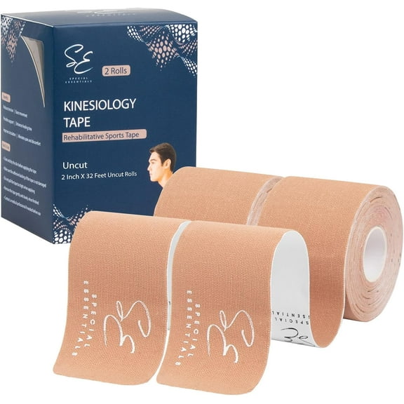 Special Essentials Kinesiology Tape Premium Cotton Waterproof Sports Tape for Targeted Muscle Support Pain Relief & Enhanced Performance 2 Pack, 40 Count, 10 Precut & Uncut Strips