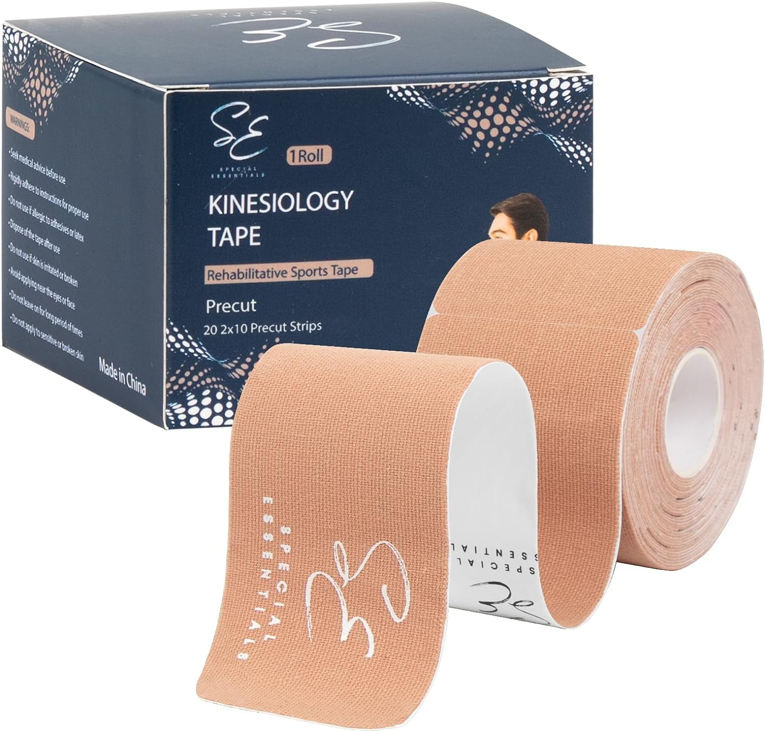 Special Essentials Kinesiology Tape - Premium Cotton Waterproof Sports Tape for Targeted Muscle Support, Pain Relief, \u0026 Enhanced Performance 20 Count, 10 Precut \u0026 Uncut Strips