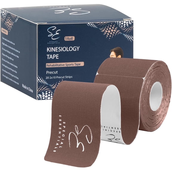 Special Essentials Kinesiology Tape - Premium Cotton Waterproof Sports Tape for Targeted Muscle Support, Pain Relief, & Enhanced Performance 20 Count, 10 Precut & Uncut Strips