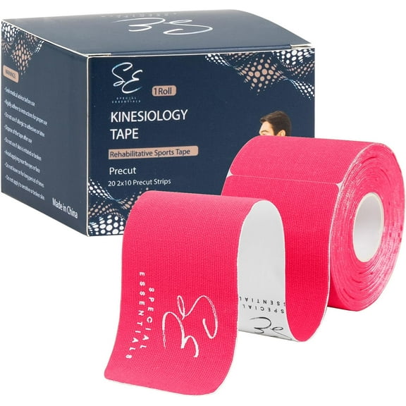 Special Essentials Kinesiology Tape - Premium Cotton Waterproof Sports Tape for Targeted Muscle Support, Pain Relief, & Enhanced Performance 20 Count, 10 Precut & Uncut Strips