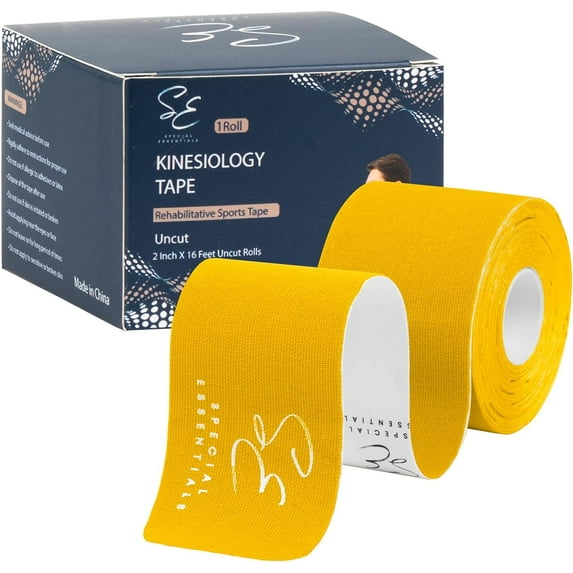 Special Essentials Kinesiology Tape - Premium Cotton Waterproof Sports Tape for Targeted Muscle Support, Pain Relief, & Enhanced Performance 20 Count, 10” Precut & Uncut Strips