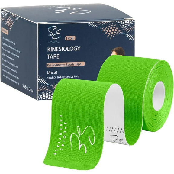 Special Essentials Kinesiology Tape - Premium Cotton Waterproof Sports Tape for Targeted Muscle Support, Pain Relief, & Enhanced Performance 20 Count, 10” Precut & Uncut Strips