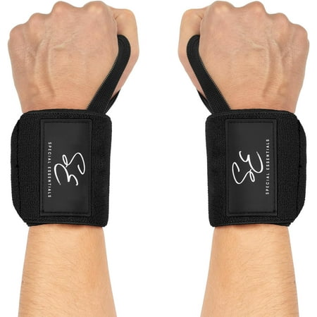 Special Essentials Stiff Unisex Heavy-Duty Black Wrist Wraps (1 Pair)