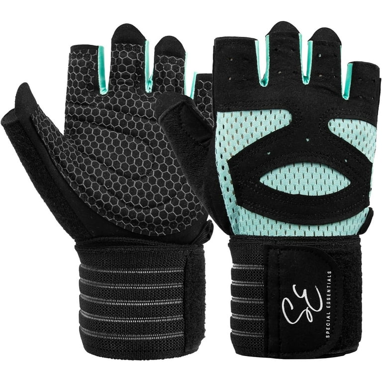 Special Essentials Weightlifting Gym Gloves for Men and Women - Fingerless  Workout Gloves with Non-Slip Padding and Wrist Strap – Perfect for  Exercise, Cycling & Training (Teal, Large) 