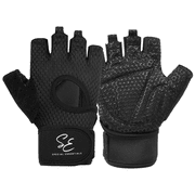 Special Essentials Anti-Slip Men and Women Fingerless Mesh Fabric & Neoprene Black Weight Lifting Gloves, L