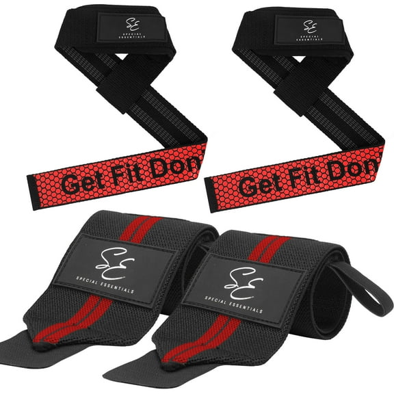 Special Essentials Wrist Straps for Weightlifting and Weightlifting Wrist Wraps for Men & Women (2 Pair Bundle) Premium Padded Neoprene - Gym Lifting Straps