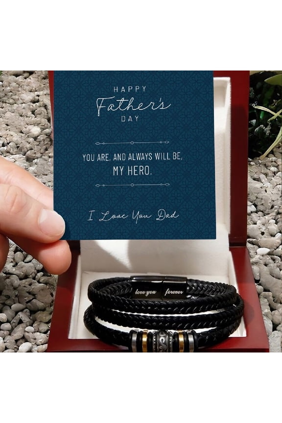 Special Father's Day Gift for Dad - From Son, From Daughter - Classic Men's Vegan Leather Bracelet