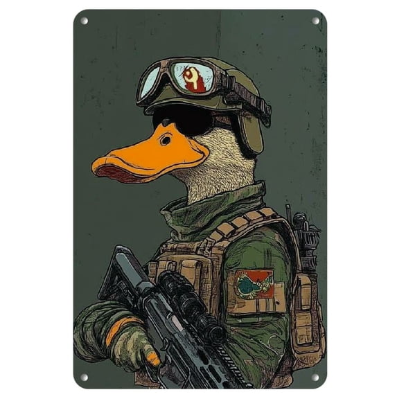 Special Forces Duck & Army Soldier - Frameless Iron Wall Art, 8x12 inches