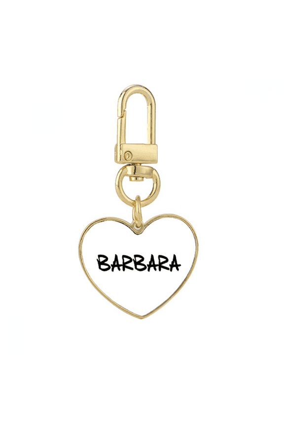 Special Handwriting English Name BARBARA Gold Heart Keychain Metal Keyring Holder