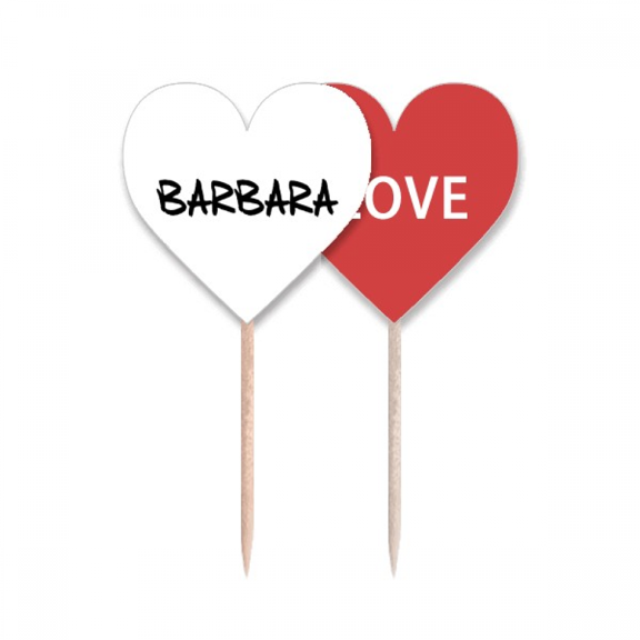 Special Handwriting English Name BARBARA Toothpick Flag LOVE Heart Lable Cupcake Pick