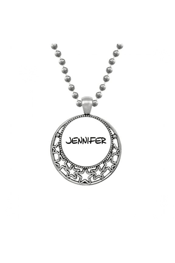Special Handwriting English Name JENNIFER Necklaces Pendant Retro Moon Stars Jewelry