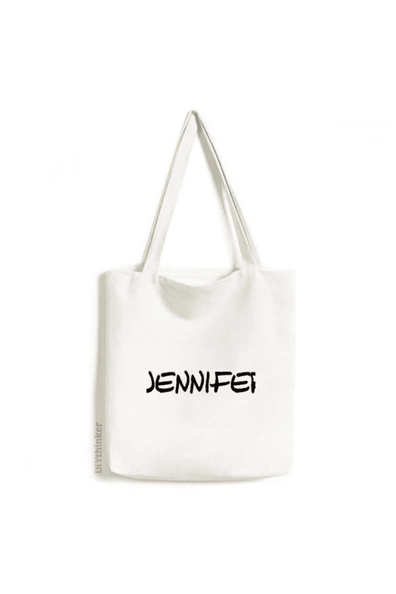 Special Handwriting English Name JENNIFER Tote Canvas Bag Shopping Satchel Casual Handbag
