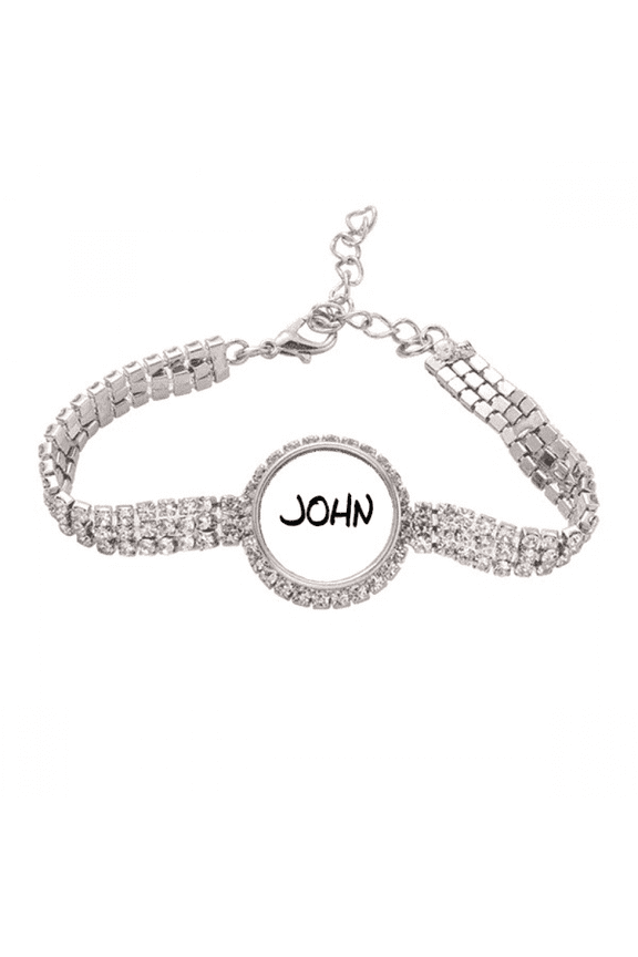 Special Handwriting English Name JOHN Tennis Chain Anklet Bracelet Diamond Jewelry