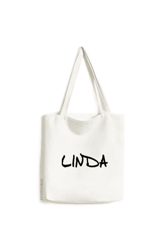 Special Handwriting English Name LINDA Tote Canvas Bag Shopping Satchel Casual Handbag