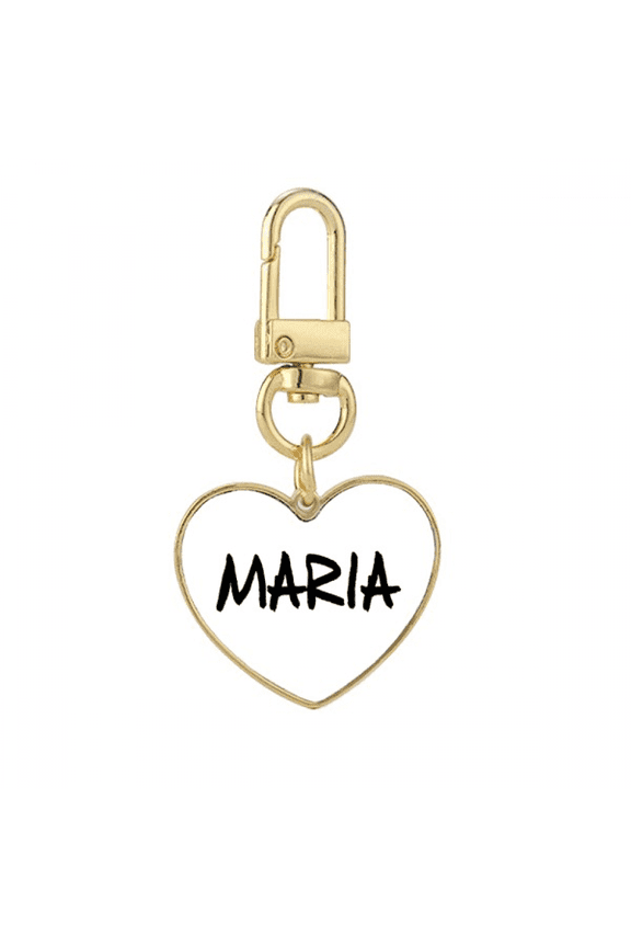 Special Handwriting English Name MARIA Gold Heart Keychain Metal Keyring Holder