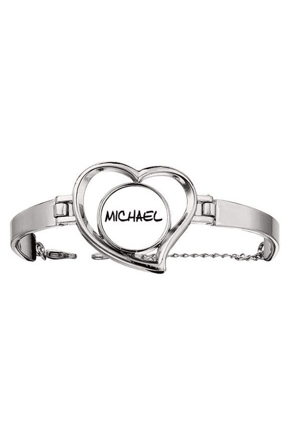 Special Handwriting English Name MICHAEL Bracelet Heart Jewelry Wire Bangle