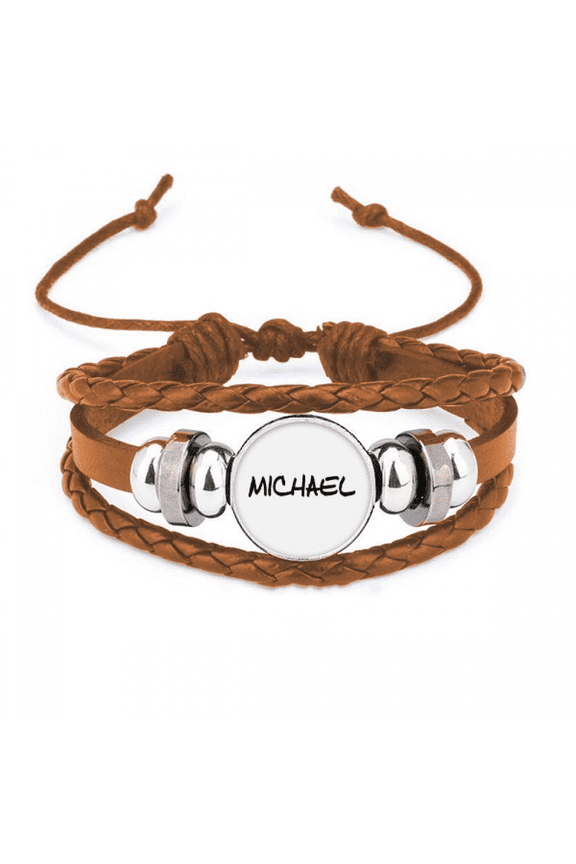 Special Handwriting English Name MICHAEL Bracelet Wristband Leather Jewelry Ornament