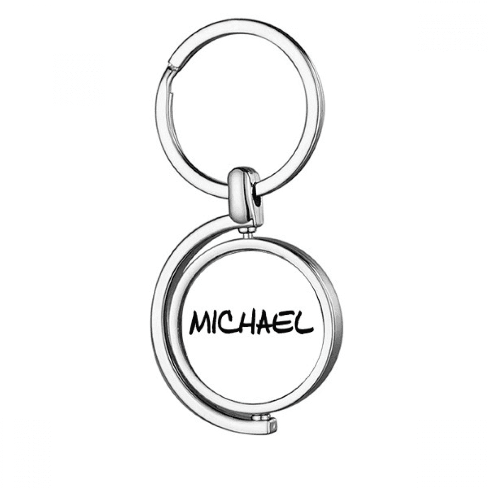 Special Handwriting English Name MICHAEL Rotating Keychain Metal Keyring Holder