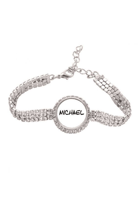 Special Handwriting English Name MICHAEL Tennis Chain Anklet Bracelet Diamond Jewelry