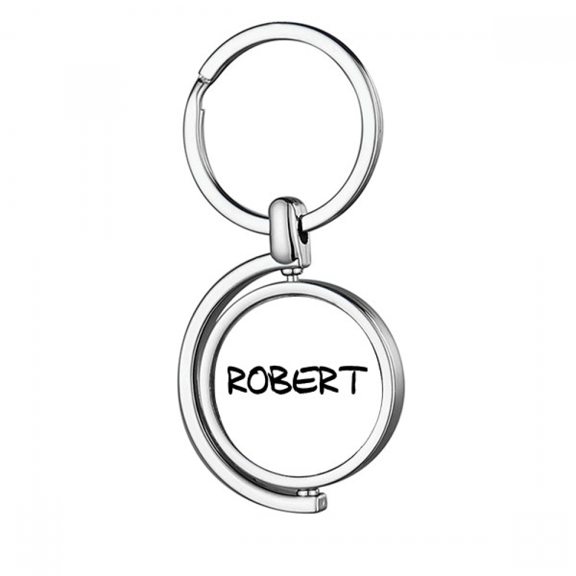 Special Handwriting English Name ROBERT Rotating Keychain Metal Keyring Holder