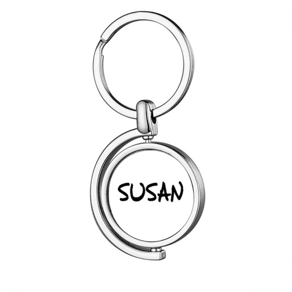 Special Handwriting English Name SUSAN Rotating Keychain Metal Keyring Holder