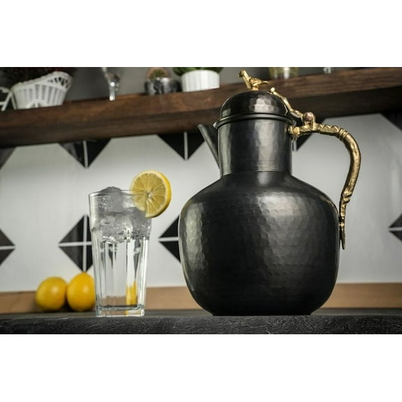 Handmade Heavy-Duty Solid Copper Pitcher 2000ml Water & Beverage Jug