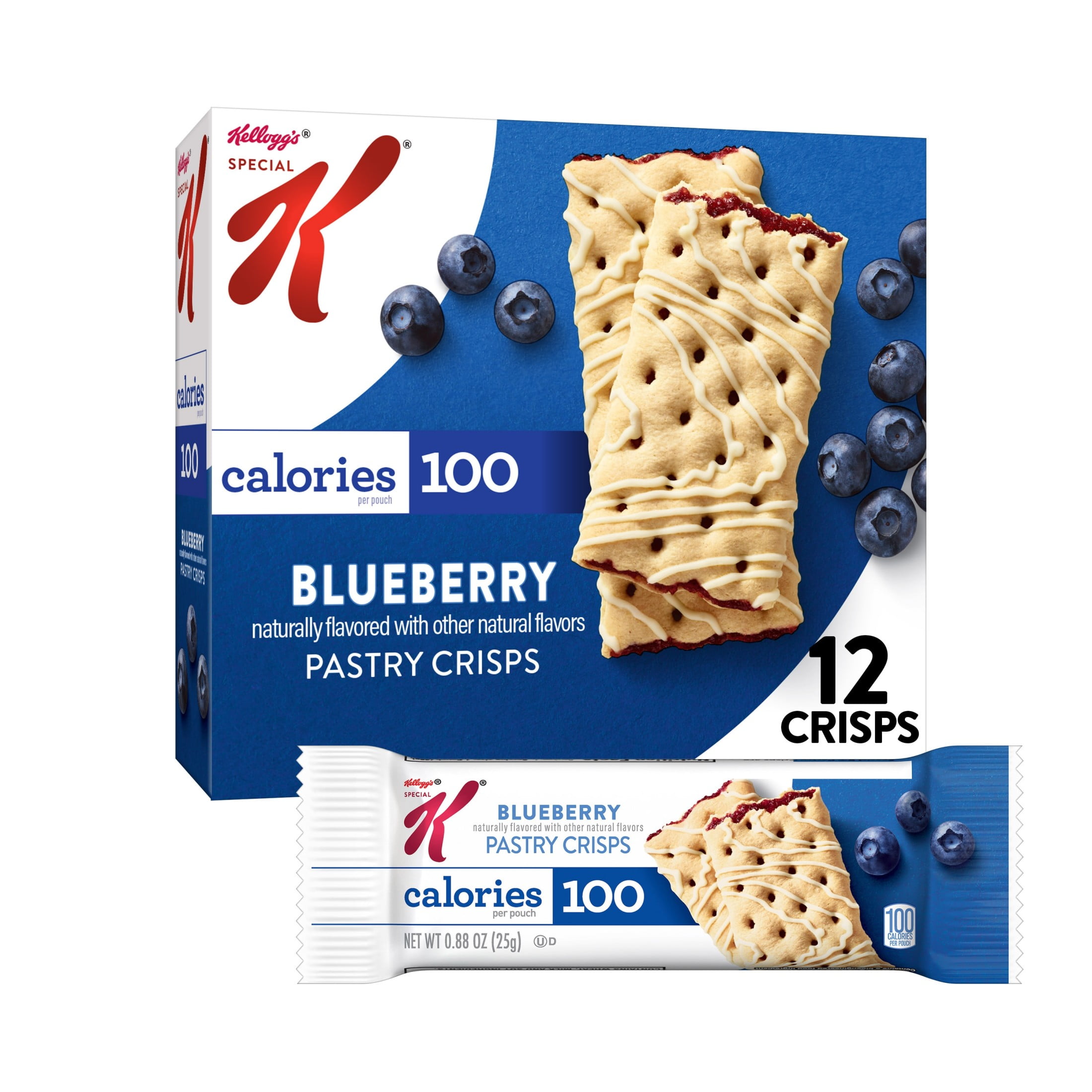 Special K Bar Blueberry Chewy Pastry Crisps, 100 Calorie Snacks, 5.28 oz, 12 Count