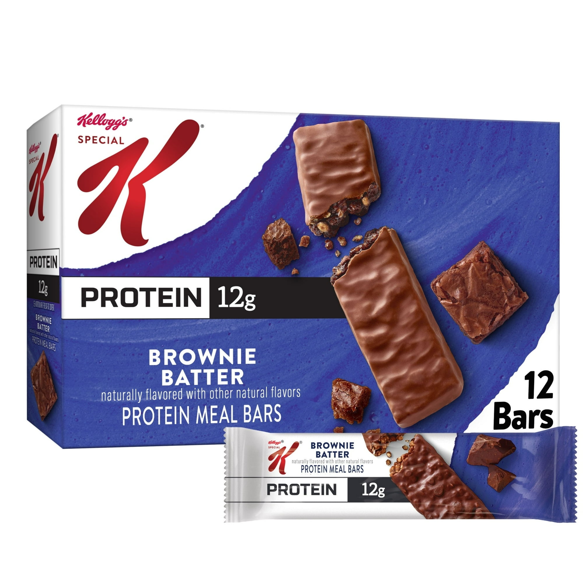 Special K Bar Brownie Batter Chewy Protein Meal Bars, Meal Replacement, 19 oz, 12 Count- Pack of 2