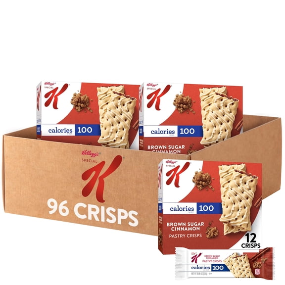 Special K Bar Pastry Crisps, Breakfast Bars, H2FSD100 Calorie Snacks, Brown Sugar Cinnamon (8 Boxes, 96 Count)