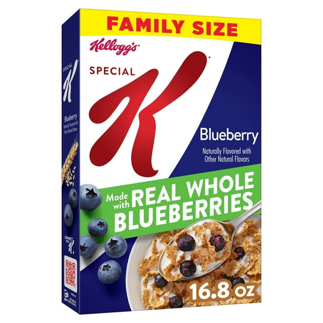 Special K Cold Breakfast Cereal, 11 Vitamins and Minerals, Made With Real Blueberries, Family Size, Blueberry, 16.9oz Box (1 Box)