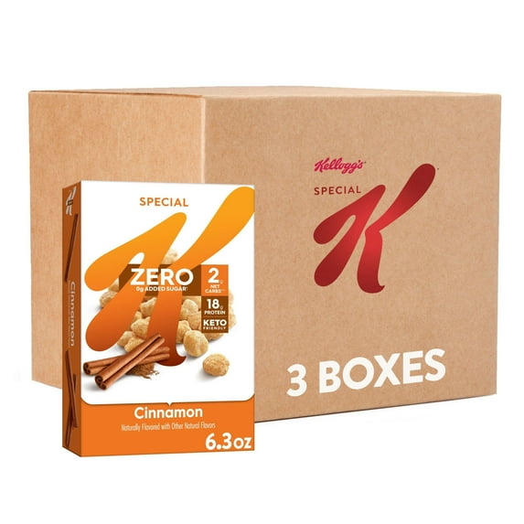 Kellogg's Special K Cold HHA1 Breakfast Cereal, Zero, Keto Friendly, Cinnamon (3 Boxes)