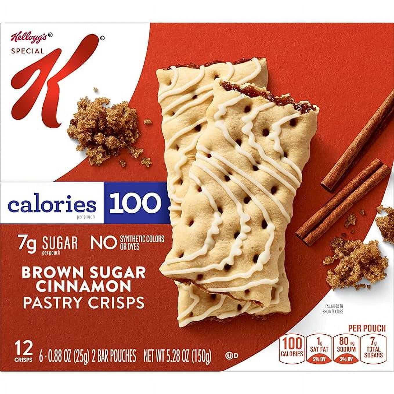 Special K Pastry Crisps, 100 Calorie Snacks, Breakfast Bars, Brown Sugar Cinnamon, 5.28oz Box (12 Crisps)