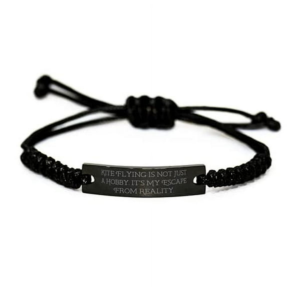Special Kite Flying Gifts, Kite Flying is not Just a Hobby. It's My Escape from Reality, Holiday Black Rope Bracelet for Kite Flying