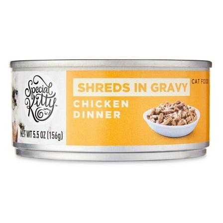Special Kitty Chicken Dinner Shreds in Gravy Wet Cat Food, 5.5 oz Can