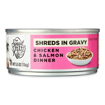 Special Kitty Chicken & Salmon Dinner Shreds in Gravy Wet Cat Food, 5.5 oz Can
