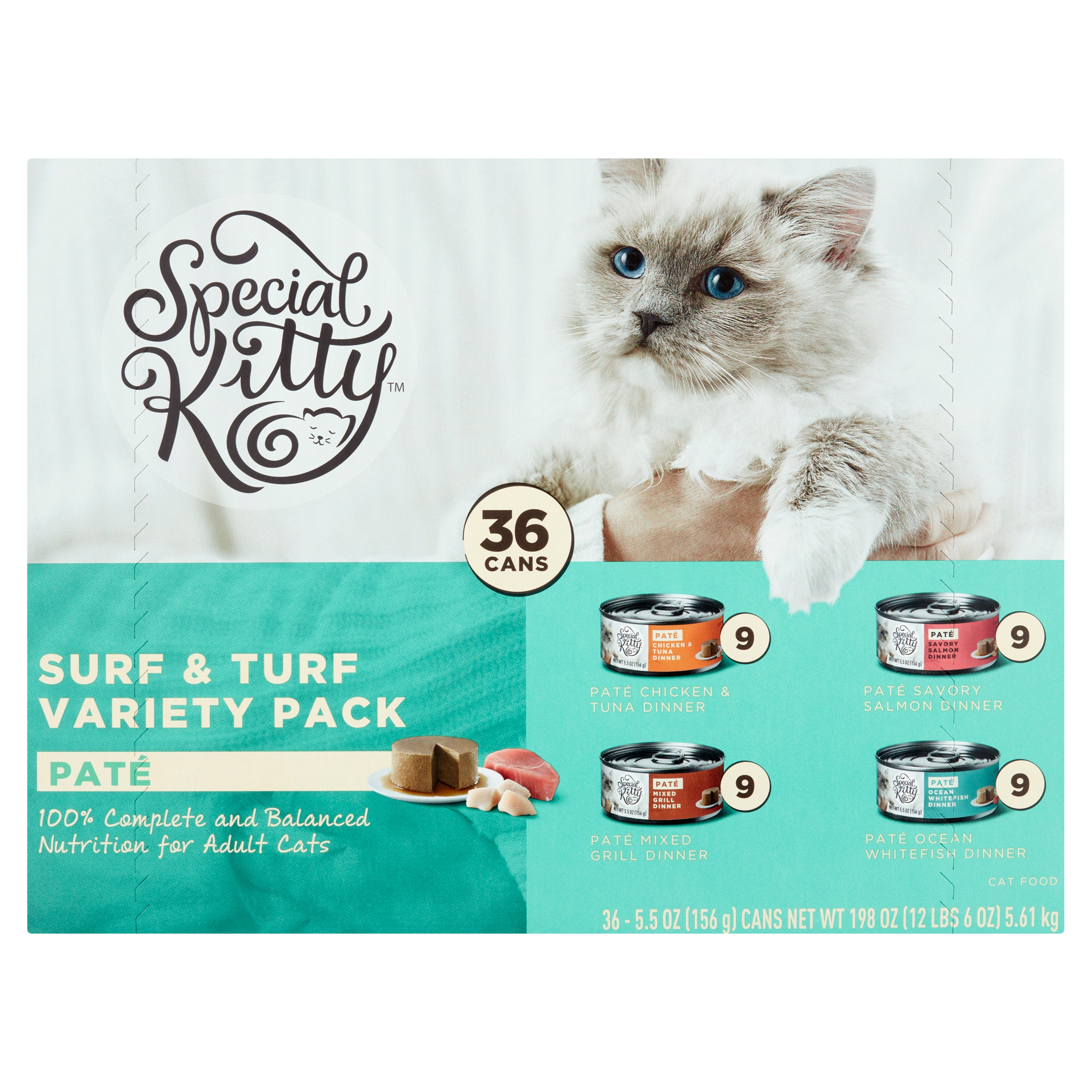 Special Kitty Chicken, Tuna & Whitefish Flavor Pate Wet Cat Food Variety Pack for Adult, 5.5 oz. Cans (36 Count) - image 1 of 11