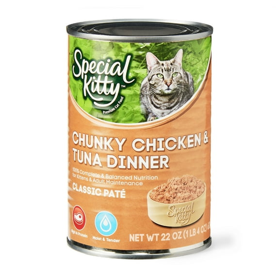 Special Kitty Chunky Chicken & Tuna Dinner, Classic Pate, 22 oz
