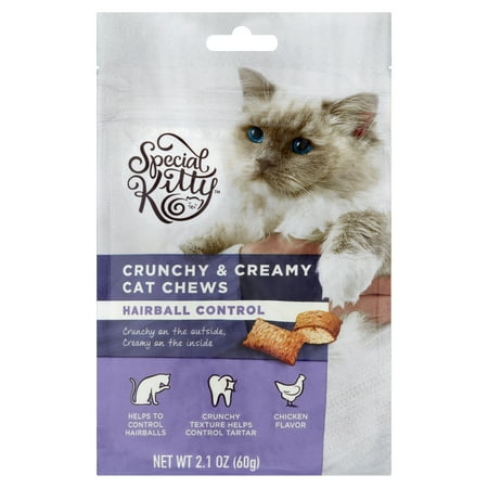 Special Kitty Crunchy & Creamy Cat Chews, Hairball Control, Chicken Flavor, 2.1 oz