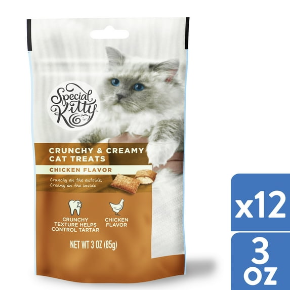 Special Kitty Crunchy & Creamy Cat Treats, Chicken, 3 oz, 12-Pack
