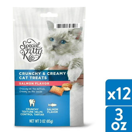 Special Kitty Crunchy & Creamy Cat Treats, Salmon, 3 oz, Bag (12-Pack)