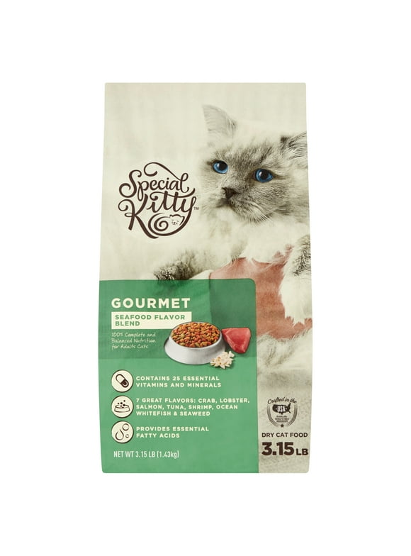 Special Kitty Gourmet Formula Dry Cat Food, Seafood Flavor Blend, 3.15 lb